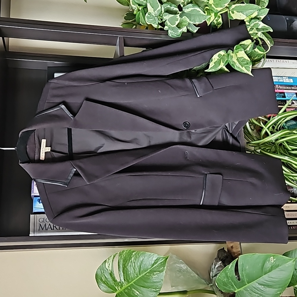 41 Hawthorn Black Blazer with Leather Trim